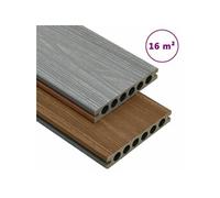 vidaXL Panneaux de terrasse et accessoires WPC Marron/gris 16 m² 2,2 m