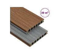 Panneaux de Terrasse et Accessoires Panneaux de Patio Planche de Terrasse Balcon Piscine Spa Extérieur WPC Marron et Gris 30 m² 4 m