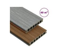 Terrasplanken met accessoires 40 m² 2,2 m HKC bruin en grijs3070469