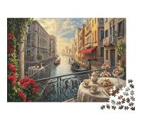 Terrasse du Canal de VenisePuzzle Premium 1000 Pièces Afternoon Tea pour Famille Entraînement Cognitif Amusement par Temps De Pluie Cadeau d'anniversaire 52x38cm/1000pcs