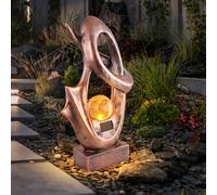 Lampe d'extérieur lampe solaire jardin patio bronze, effet flamme LED verre craquelé résistant aux intempéries, 1x LED 3000K, LxlxH 25,5x11x45 cm