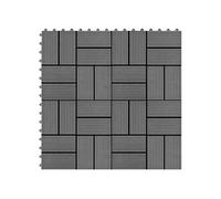 Carreau de terrasse 11 pcs WPC 30 x 30 cm 1 m² Gris
