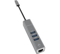 Terratec 251735 Hub USB 3 ports USB-A, RJ45 USB 3.2 Gen1 5 GBit/s avec port réseau intégré gris CONNECT C2