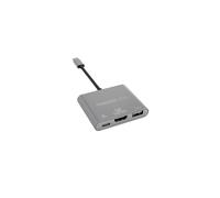 Terratec Connect C3 : Hub USB 3.2 Gen 1 Type-C vers HDMI, USB-A & USB-C, Argent, Compatible Windows & macOS, 65x51x12mm