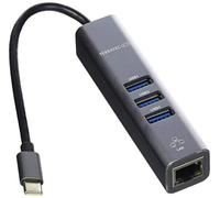 Terratec Hub USB CONNECT C2 251735 – 3 ports USB‑A USB 3.2 Gen1 5 GBit/s + RJ45 gris
