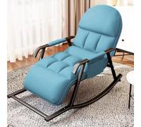 TerraVibe Fauteuil à bascule, à bascule, pour salon, extérieur, dossier de balançoire réglable et repose-pieds rembourré, pour salon, chambre à coucher et balcon, bleu