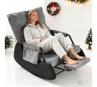 TerraVibe Fauteuil à bascule avec repose-pieds - Avec dossier pliable - Jusqu'à 150 kg - Réglable - Pour salon, chambre à coucher, balcon - Gris foncé