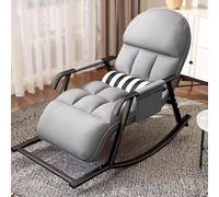 TerraVibe Fauteuil à bascule avec repose-pieds - Avec dossier pliable - Jusqu'à 150 kg - Réglable - Pour salon, chambre à coucher, balcon - Gris