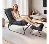 TerraVibe Fauteuil de balcon, fauteuil d'assise avec dossier réglable, fauteuil lounge de jardin avec tabouret, chaise de relaxation pour salon, chambre à coucher, bureau (gris)