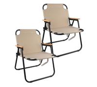 TerraVibe Lot de 2 chaises de camping, de plage, de pêche, pliantes, rembourrées, idéales pour la pêche, les pique-niques, le camping (beige)