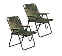 TerraVibe Lot de 2 chaises de camping, de plage, de pêche, pliantes, rembourrées, idéales pour la pêche, les pique-niques, le camping (multicolore)