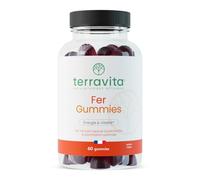 TERRAVITA | Gummies Fer | Tonus - Anti-Fatigue | 60 Gummies Goût Fraise | Fer élément Micro-Encapsulé | Forme Liposomale Brevetée SunActive | Assimilation Optimale | Sans Gélatine | Made in France