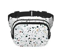 Terrazzo Marbre Pastel Unisexe Taille Réglable Carré Double Couche Ceinture Sac pour Activités de Plein Air Voyage Course Randonnée, Noir , Taille unique