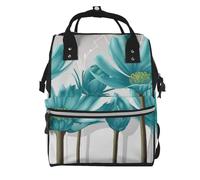 Terrazzo Sac à dos à langer avec motifs marbrés pastel pour maman et papa, sac à dos à langer imperméable multifonctionnel, Bleu sarcelle gris et blanc floral, One Size, Sac à dos tyrolien