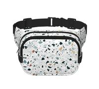Terrazzo Sac banane double couche carré marbré pastel avec sangle réglable pour course à pied, voyage, randonnée, Noir , Taille unique