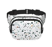 Terrazzo Sac banane double couche carré marbré pastel - Sac banane unisexe partout pour la course, les voyages, la randonnée, le fitness, noir, taille unique, Noir/blanc, One Size