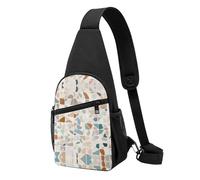 Terrazzo Sac de poitrine imperméable à imprimé marbré pastel pour la randonnée et les voyages, sangle réglable, design léger avec plusieurs poches., Noir , Taille unique