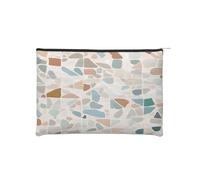 Terrazzo Trousse à maquillage réutilisable en papier imperméable et légère pour voyage, école et usage quotidien Motif imprimé marbré pour femmes, étudiants, écologistes, Noir , Taille unique