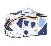 Terrazzo Trousse de toilette imperméable avec compartiments et poignée Motif gloire Bleu