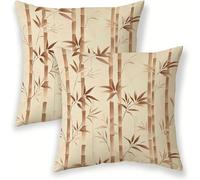 Terre cuite Coussin Exterieur Impermeable 40x40 cm, Velours Housse de Coussin Exterieur pour Salon de Jardin, Bambou Taies D'oreillers Canapé Decoratif Lot de 2 pour Canapé Balcon Terrasse Salon SJ-84