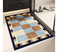 Terre De Diatomée 50X80 Bleu Beige Ultra Absorbant Tapis De Bain,Tapis Antidérapant Baignoire Séchage Rapide Doux,Facile À Nettoyer,pour Porte D'Entrée,Chevet,Cuisine,Salon