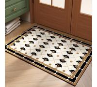Terre De Diatomée 50X80 Feuilles Noires Ultra Absorbant Tapis De Bain,Tapis Antidérapant Baignoire Séchage Rapide Doux,Facile À Nettoyer,pour Porte D'Entrée,Chevet,Cuisine,Salon