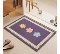 Terre De Diatomée 50X80 Fleur Rose Ultra Absorbant Tapis De Bain,Tapis Antidérapant Baignoire Séchage Rapide Doux,Facile À Nettoyer,pour Porte D'Entrée,Chevet,Cuisine,Salon