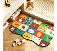 Terre De Diatomée 50X80 Jaune Et Rouge Ultra Absorbant Tapis De Bain,Tapis Antidérapant Baignoire Séchage Rapide Doux,Facile À Nettoyer,pour Porte D'Entrée,Chevet,Cuisine,Salon