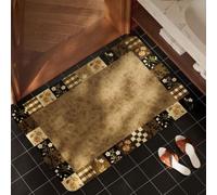 Terre De Diatomée 50X80 Marron Noir Ultra Absorbant Tapis De Bain,Tapis Antidérapant Baignoire Séchage Rapide Doux,Facile À Nettoyer,pour Porte D'Entrée,Chevet,Cuisine,Salon