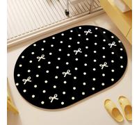 Terre De Diatomée 50X80 Noir Blanc Ultra Absorbant Tapis De Bain,Tapis Antidérapant Baignoire Séchage Rapide Doux,Facile À Nettoyer,pour Porte D'Entrée,Chevet,Cuisine,Salon