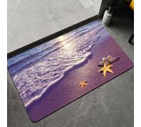 Terre De Diatomée 50X80 Plage Violette Ultra Absorbant Tapis De Bain,Tapis Antidérapant Baignoire Séchage Rapide Doux,Facile À Nettoyer,pour Porte D'Entrée,Chevet,Cuisine,Salon