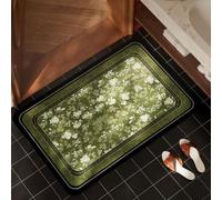 Terre De Diatomée 50X80 Vert Blanc Ultra Absorbant Tapis De Bain,Tapis Antidérapant Baignoire Séchage Rapide Doux,Facile À Nettoyer,pour Porte D'Entrée,Chevet,Cuisine,Salon