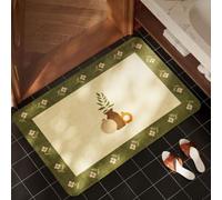 Terre De Diatomée 50X80 Vert Marron Ultra Absorbant Tapis De Bain,Tapis Antidérapant Baignoire Séchage Rapide Doux,Facile À Nettoyer,pour Porte D'Entrée,Chevet,Cuisine,Salon