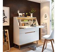 Terre de Nuit Bureau secrétaire en Bois Blanc laqué et chêne Clair - BU16001