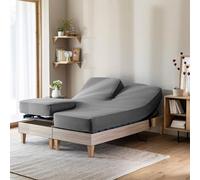 Drap housse gris souris pour lit articulé jersey extensible 2x80x200 - Gris souris - Terre de Nuit