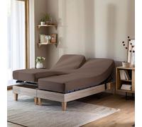 Drap housse noisette pour lit articulé jersey extensible 2x90x200