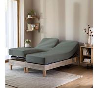 Drap Housse Vert Lichen pour lit articulé Jersey Extensible 2x80x200
