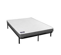 Terre de Nuit Ensemble Matelas 100% Latex Abondance 90x190 + Cadre à Lattes en Metal - Mi-Ferme - Blanc