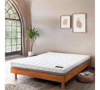 Terre de Nuit - Ensemble Matelas Ferme Mousse Tranquillité 2.0 + Sommier kit Adulte en Bois Massif Marron Noisette 140x190 en Pin Massif - Marron Noisette