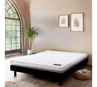 Terre de Nuit - Ensemble Matelas Ferme Mousse Tranquillité 2.0 + Sommier kit Adulte en Bois Massif Noir 140x190 en Pin Massif - Noir