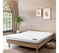 Terre de Nuit - Ensemble Matelas Ferme Mousse Tranquillité 2.0 + Sommier kit Adulte en Bois Massif Taupe 140x200 en Pin Massif - Taupe