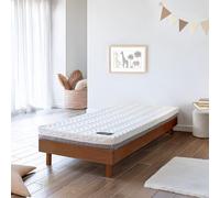 Terre de Nuit - Ensemble Matelas Ferme Mousse Tranquillité 2.0 + Sommier kit Enfant en Bois Massif Marron Noisette 90x200 en Pin Massif - Marron Noisette