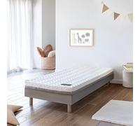 Terre de Nuit - Ensemble Matelas Ferme Mousse Tranquillité 2.0 + Sommier kit Enfant en Bois Massif Taupe 90x190 en Pin Massif - Taupe