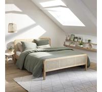 Terre de Nuit Lit Adulte en pin Massif Naturel avec véritable cannage Anna 160x200 - LT17018