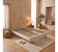 Terre de Nuit Sommier kit Bouclette 160x200 cm Tissu Sherpa Ivoire