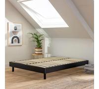 Terre de Nuit Sommier kit en Bois Massif Noir 140x200