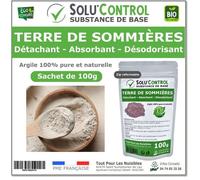 Terre de Sommières 100g - Détachant Naturel et Absorbant - Élimine les Odeurs d'Urine, Litière de Chat, Tapis, Cendriers