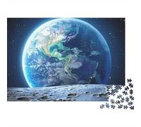 Terre Depuis la Vue de la Lune Puzzle 1000 Pièces Carton Premium pour Couples, Entraînement De Concentration, Loisir en Intérieur, pour Habitants D’Appartements 38x26cm/1000pcs