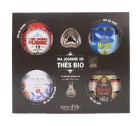 TERRE D'OC-Coffret 4 thés de la journée bio et cuillère filtre à thé en métal Terre d'Oc - 373 g