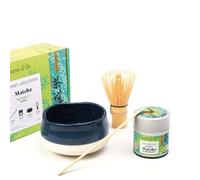 Terre d'Oc - Coffret Dégustation Matcha Bio 30g & Accessoires Japonais pour Préparation Matcha - Chasen, Chawan, Chashaku - 100% Poudre de Matcha Japonais - Antioxydant - Idée Cadeau